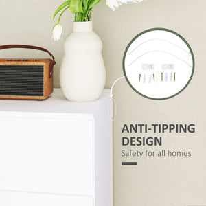 4-drawer chest of drawers, freestanding storage unit, white