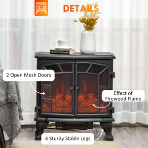 Electric Fireplace with Realistic Flame Effect 750W/1500W, Black