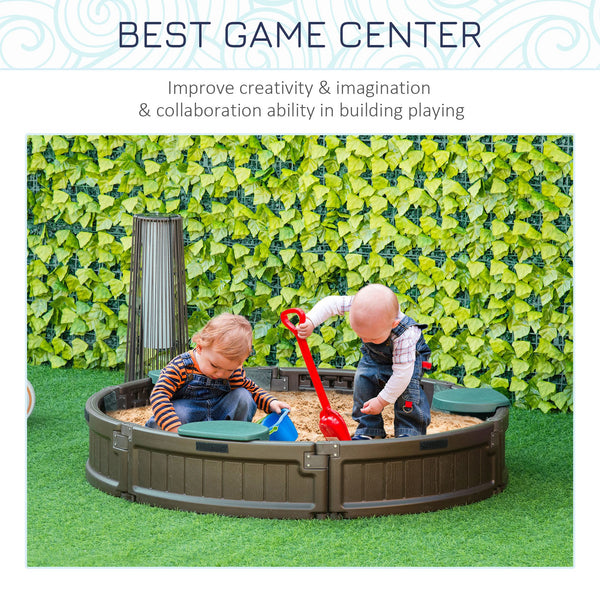 Sandbox with waterproof cover and fabric lining, brown