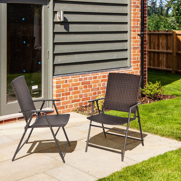 Set of 2 garden chairs in brown woven resin
