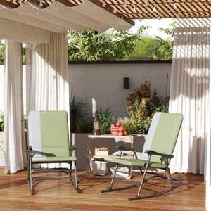 Set of 2 folding rocking chairs, green