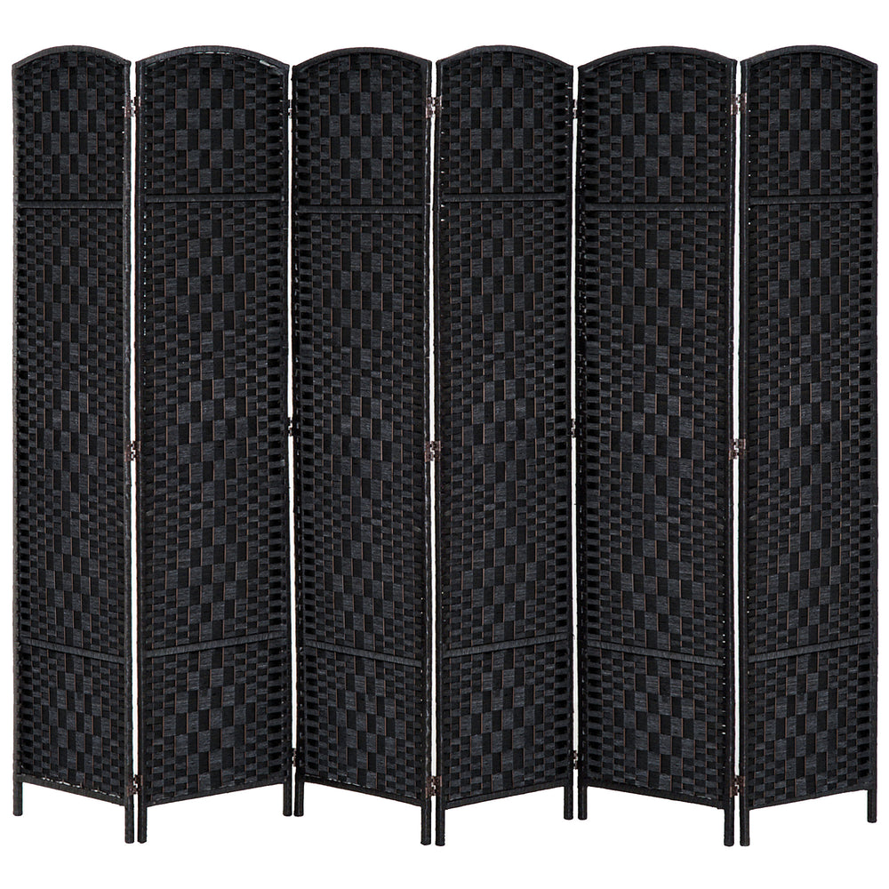 Folding room divider with 6 panels, black