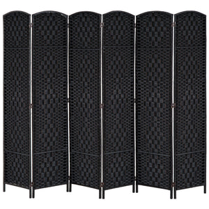 Folding room divider with 6 panels, black