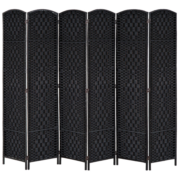 Folding room divider with 6 panels, black