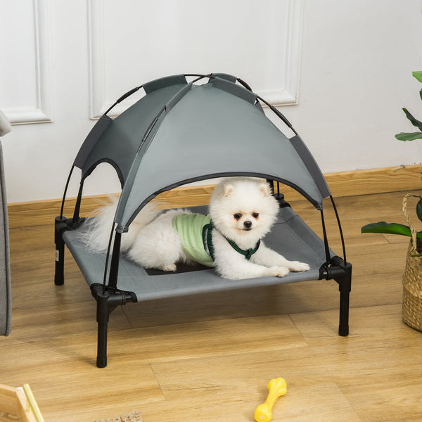 Elevated cooling bed with canopy, gray