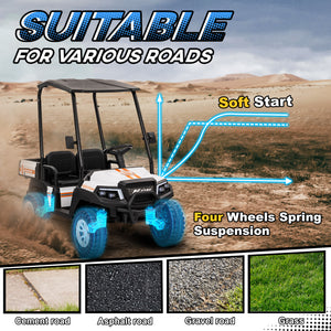 24V 2-seater electric car for children with remote control, white