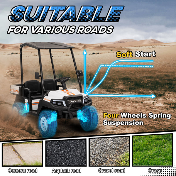 24V 2-seater electric car for children with remote control, white