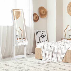 Lockable jewelry cabinet with LED lighting, white