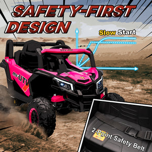 12V Electric Car with Remote Control, Battery Electric UTV with Spring Suspension, Pink
