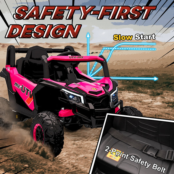 12V Electric Car with Remote Control, Battery Electric UTV with Spring Suspension, Pink