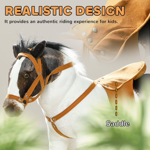 Plush horse with neighing and soft filling, brown