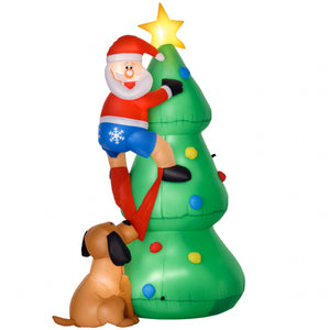 6ft Inflatable Christmas Tree with Santa and Dog