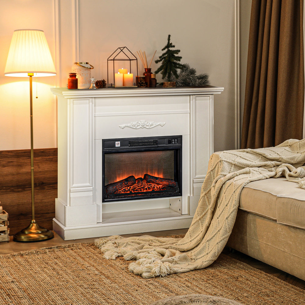 46" 1400W Electric Fireplace with Mantel and Shelf, White