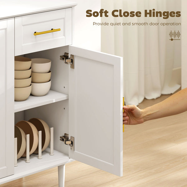 Sideboard with soft-close doors with 2 drawers, 3 adjustable shelves and 4 doors, white