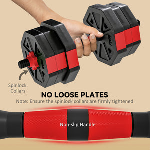 44 lb 6-in-1 Adjustable Dumbbell Set with Barbell, Kettlebell, and Push-up Stands