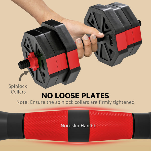 44 lb 6-in-1 Adjustable Dumbbell Set with Barbell, Kettlebell, and Push-up Stands
