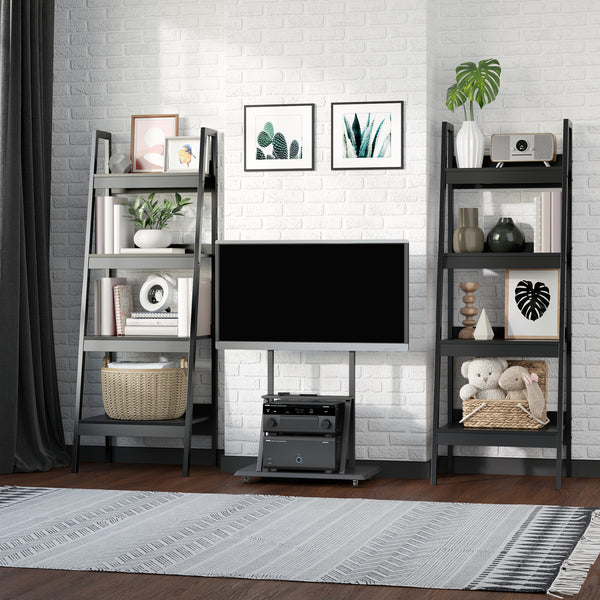 Set of 2 4-Tier Ladder Shelves, Black