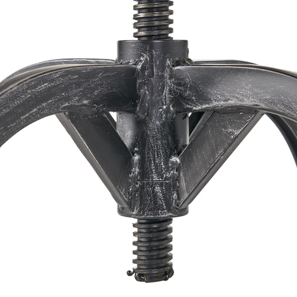 Rustic Fir Wood Bar Stool with Iron Legs, Swivel Footrest, Natural