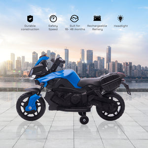 6V Electric Motorcycle with Small Wheels, Blue
