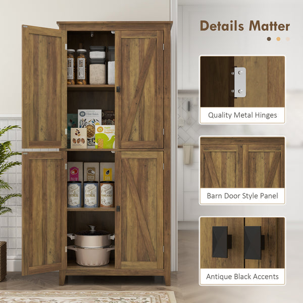 Storage unit with doors and shelves, brown