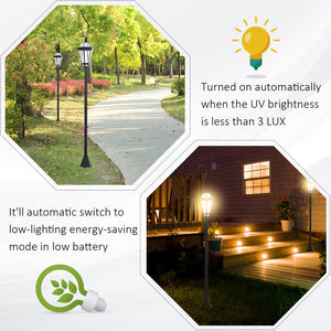 Set of 2 LED garden lights with automatic switch, black