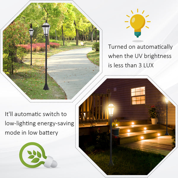 Set of 2 LED garden lights with automatic switch, black