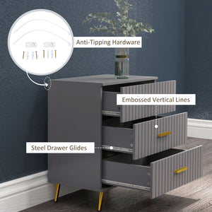 3-drawer chest with aluminium legs and gold handles, dark grey.