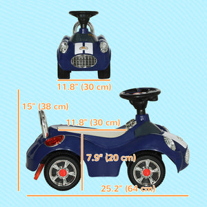 Toddler push car with music, horn, light, dark blue