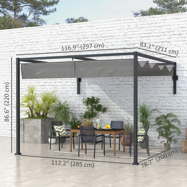 7 x 10 lean-to pergola with retractable roof