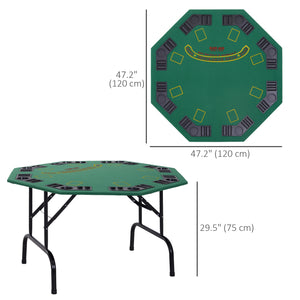 8-Player Folding Poker Table with Cup Holders, Green