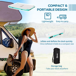 Floating dock with air pump and backpack