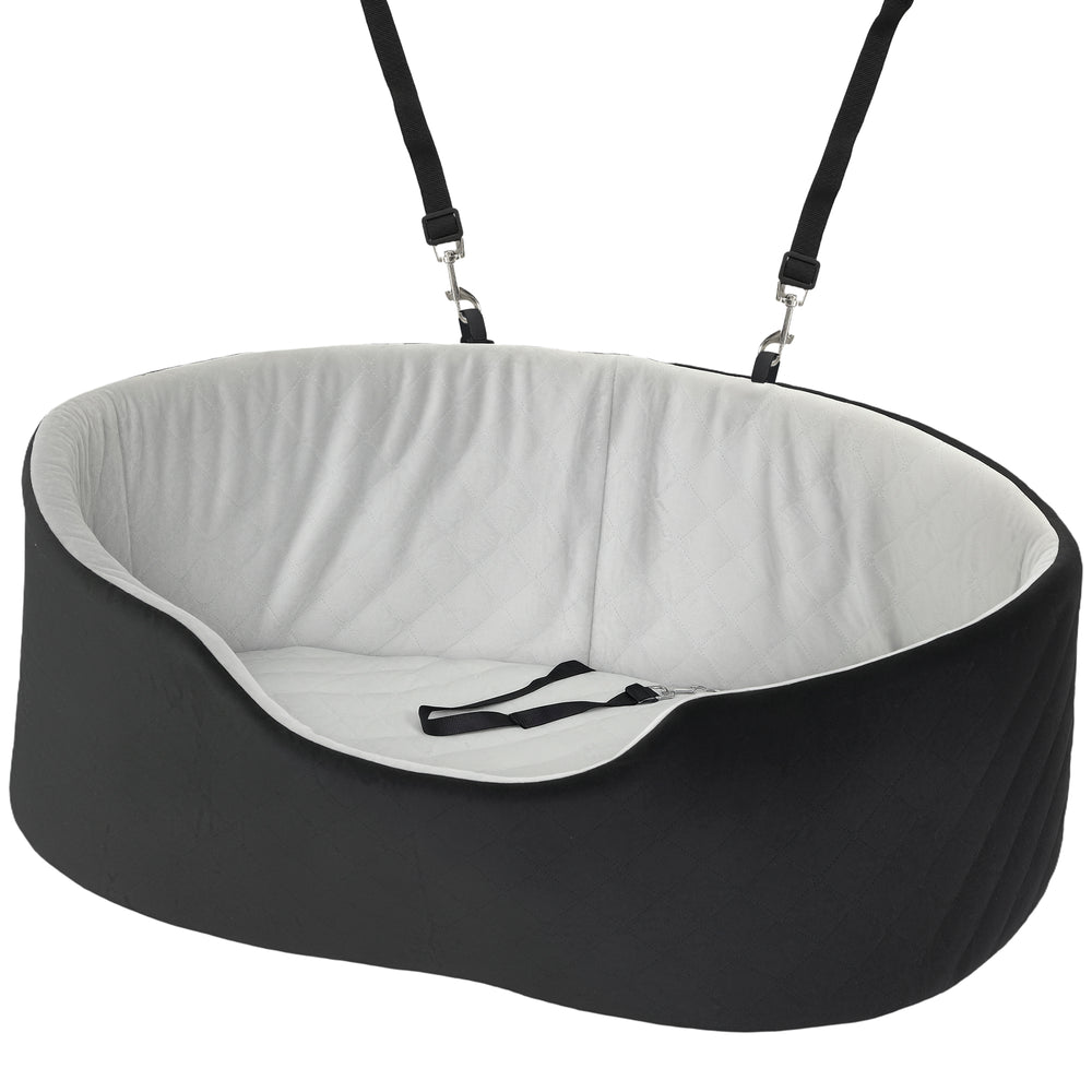 Dog car seat with removable and washable cushion, black