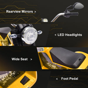 6V 3-wheel electric motorcycle, yellow