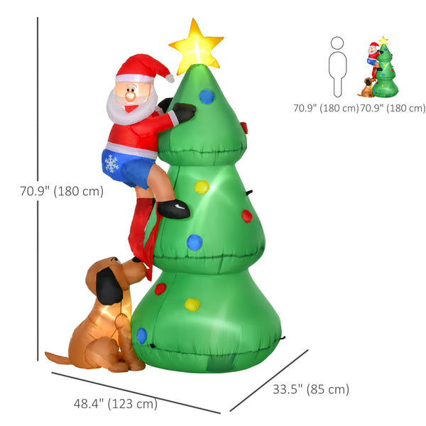6ft Inflatable Christmas Tree with Santa and Dog
