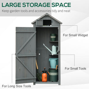 Garden shed with 3 shelves, grey