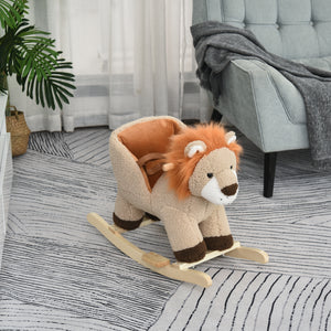 Rocking Lion with Sound and Seat Belt, Brown