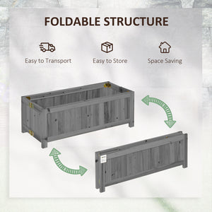 Folding raised wooden planter for garden and terrace