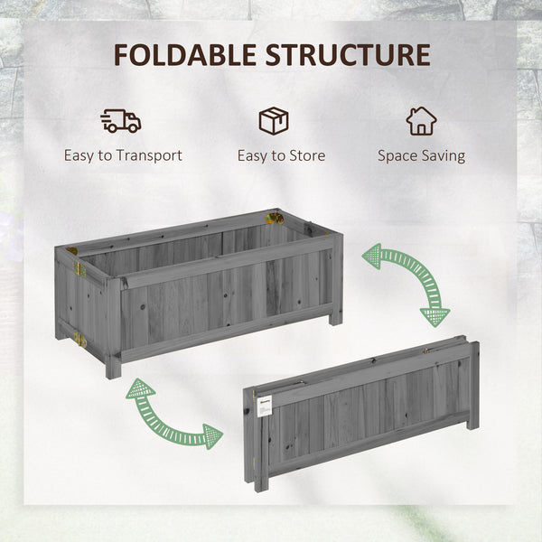 Folding raised wooden planter for garden and terrace