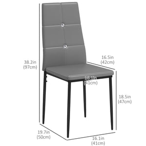 Set of 4 modern high-back, upholstered chairs with padded seats, grey