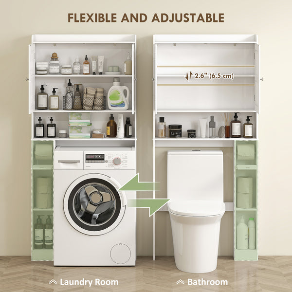 Toilet storage cabinet with adjustable shelf, paper holder, white