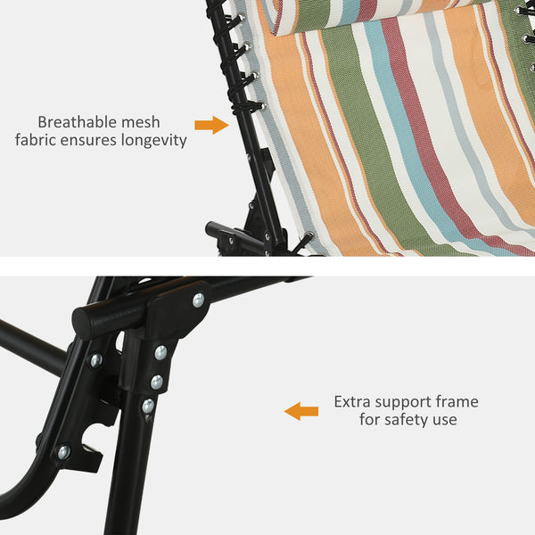 Folding chaise lounge with headrest, multicoloured