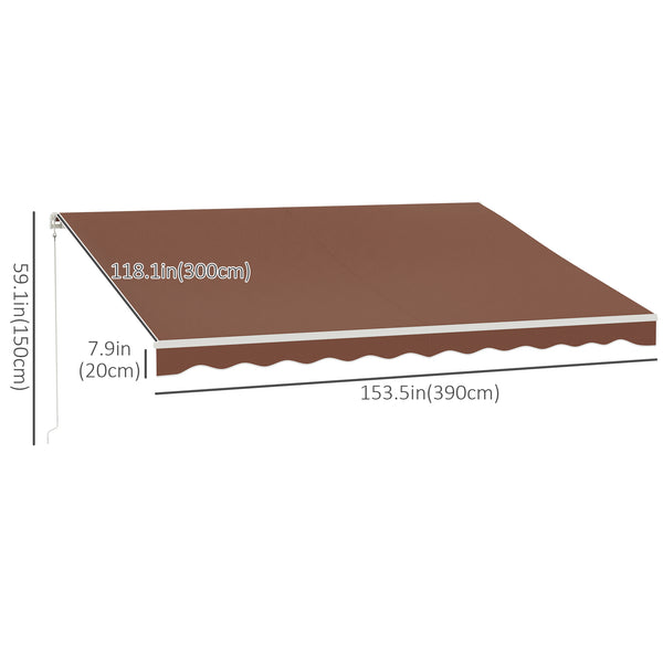 13' x 10' Electric Awning with Remote Control, Manual Crank and Aluminum Frame, Coffee
