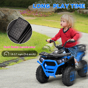 Kids ATV, 12V Battery Powered Electric Toy with Spring Suspension, Storage Basket, High &amp; Low Speed, Blue