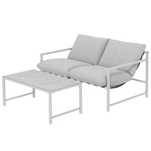 2-Piece Patio Furniture Set with Thick Cushions and Coffee Table, Light Gray