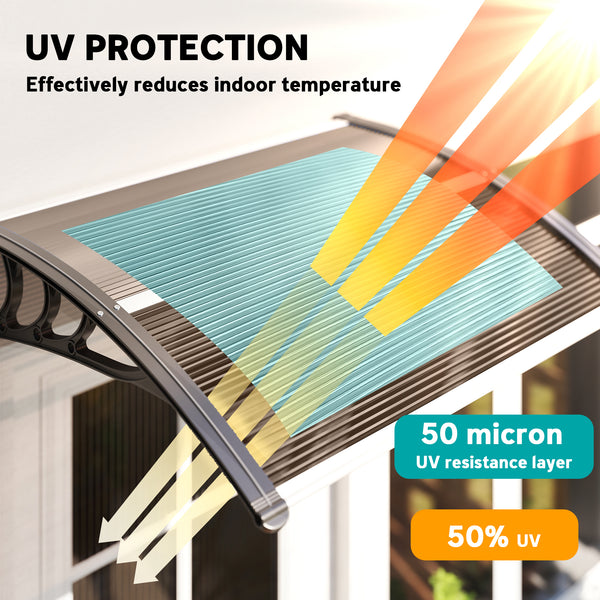 3.9 x 2.5 ft door and window awning, brown