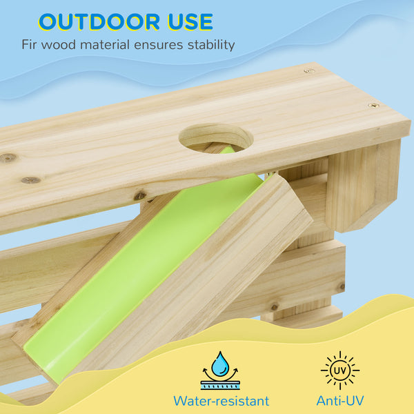 18 Pcs Kids Running Water and Sand Playset Outdoor with Sinks, Wooden Sensory Toys with Colorful Accessories, Gift for Boys and Girls, Aged 3-7 Years Old