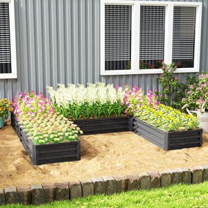Steel Raised Bed, Set of 5 Large Planters 2.4 x 2.4 x 30 cm, Dark Grey