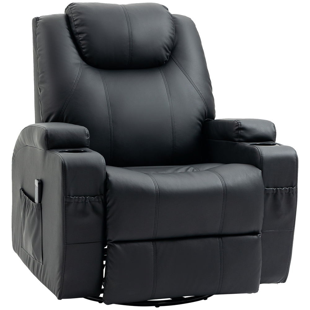 Massage Chair Recliner Rocker Swivel with 8 Vibration Points, Black