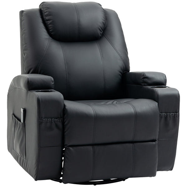 Massage Chair Recliner Rocker Swivel with 8 Vibration Points, Black