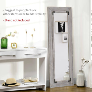 Full length mirror, wall mount and tilted floor mirror, gray